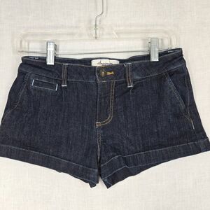 American Rag Y2K Dark Wash Denim Shorts Size 3 Cuffed Low Rise Preppy Micro Mini